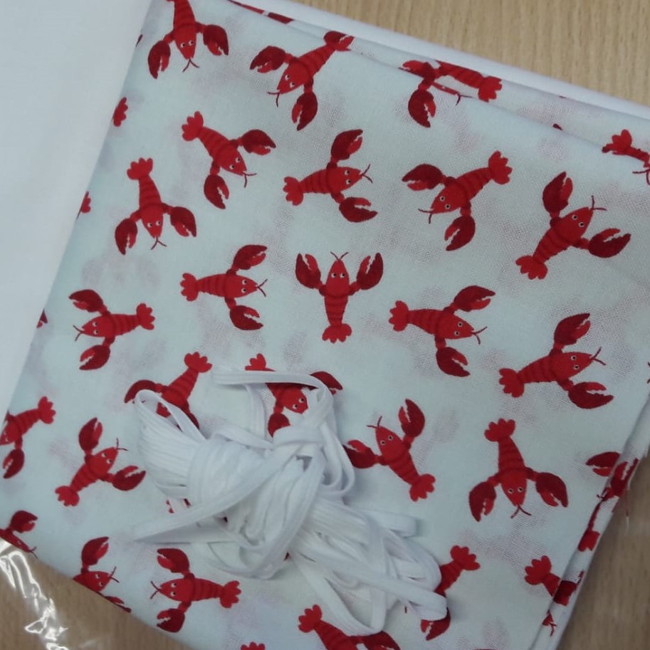 Pakketje met kreeften katoen voor 6 mondmaskers